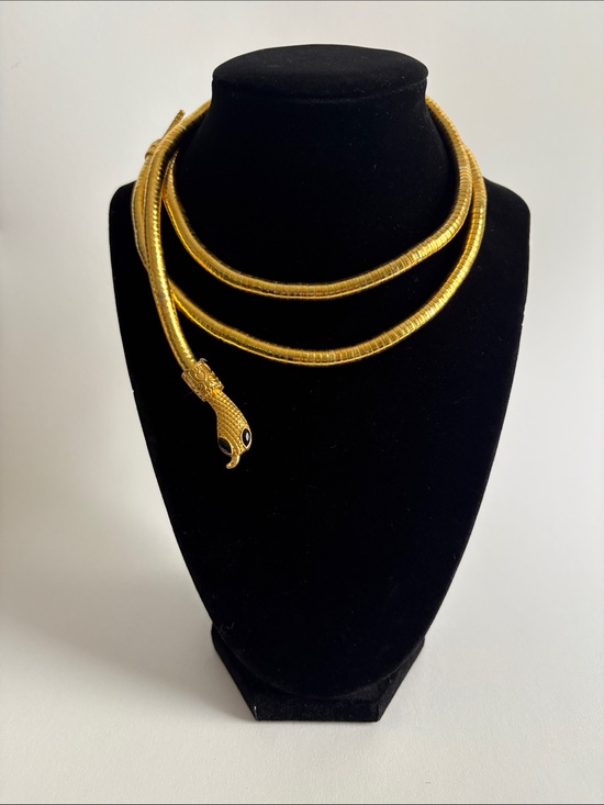 KEHAWK Jewelry - Gold Serpent Coil Necklace Snake Statement Wrap Adjustable Jewelry